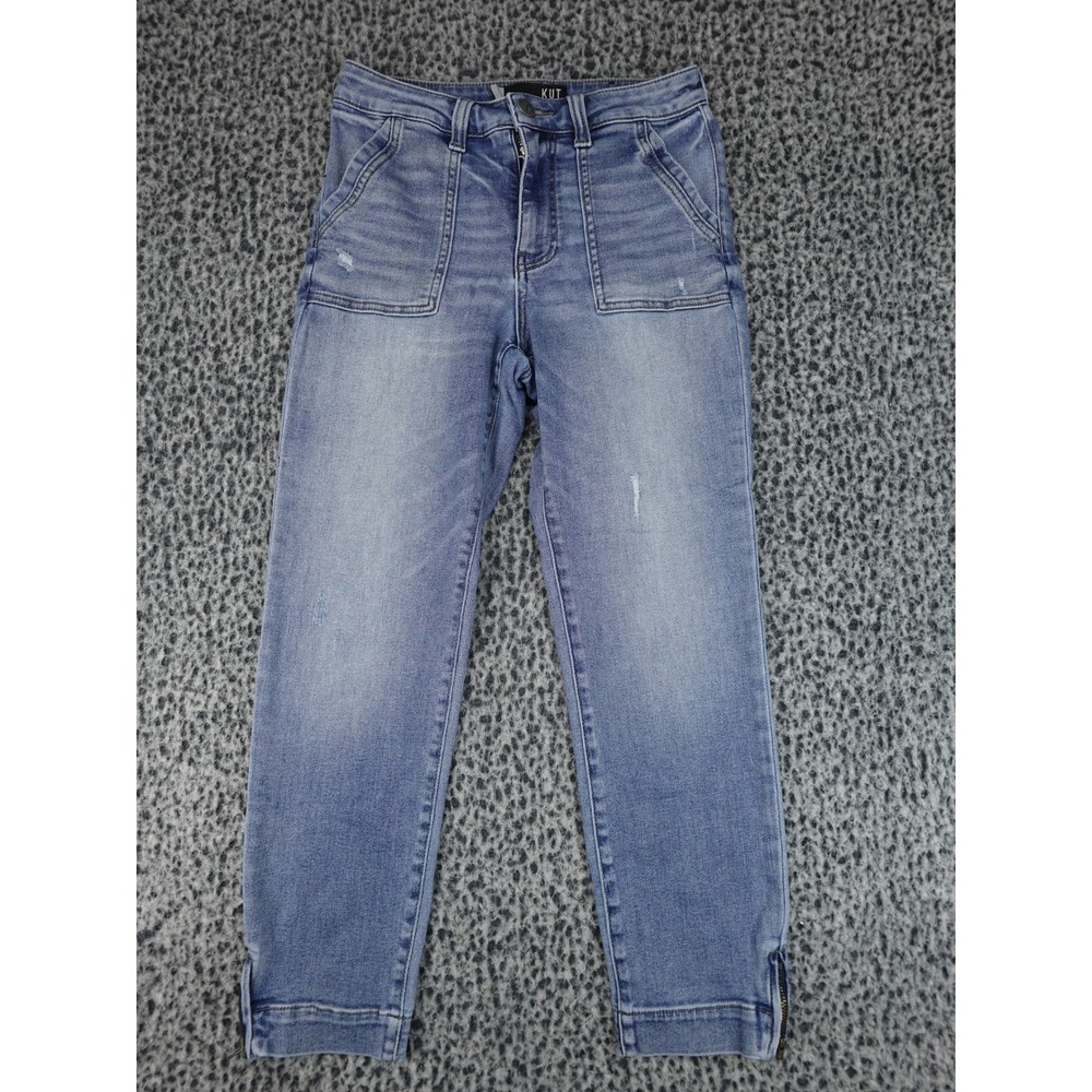 Kut from the Kloth Utility Jeans Womens 4 Blue Ankle‎ Zip Distressed